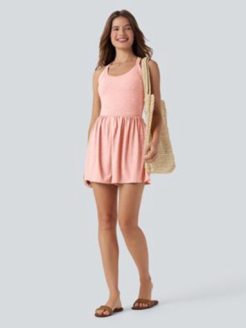 HALARA Pink Sleeveless Romper Dress